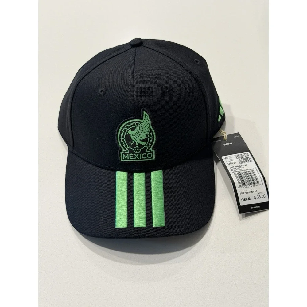 Adidas Mexico FMF 3-Stripe Baseball Cap KE7873 Black Green Embroidered OSFM NWT